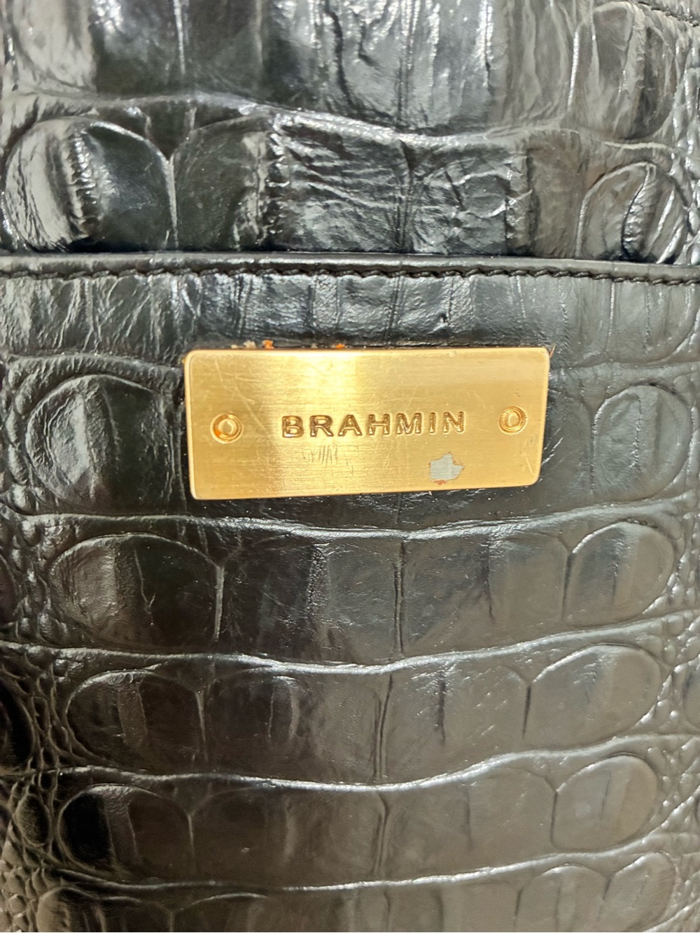 Brahmin Black Croc-Embossed Medium Tote - Picture 4 of 11